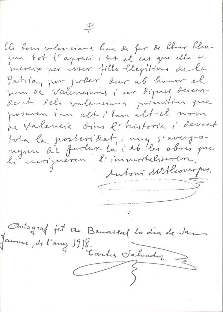 autògraf-Mn-Alcover-a-Benassal-1918